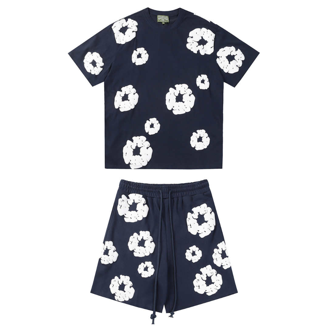 Denim Trs Shorts-Set in Marineblau