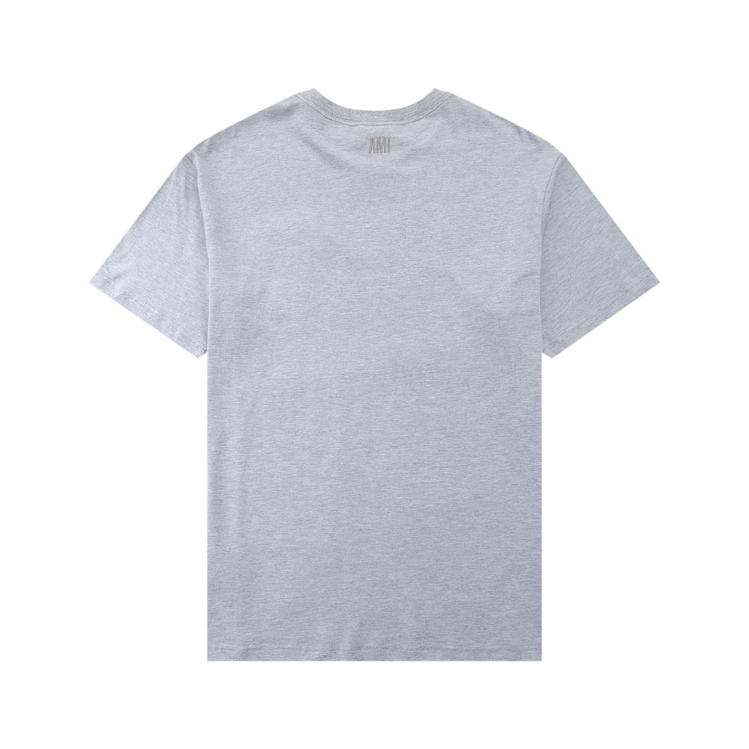 Ami Paris – T-Shirt mit Herzmuster in Grau