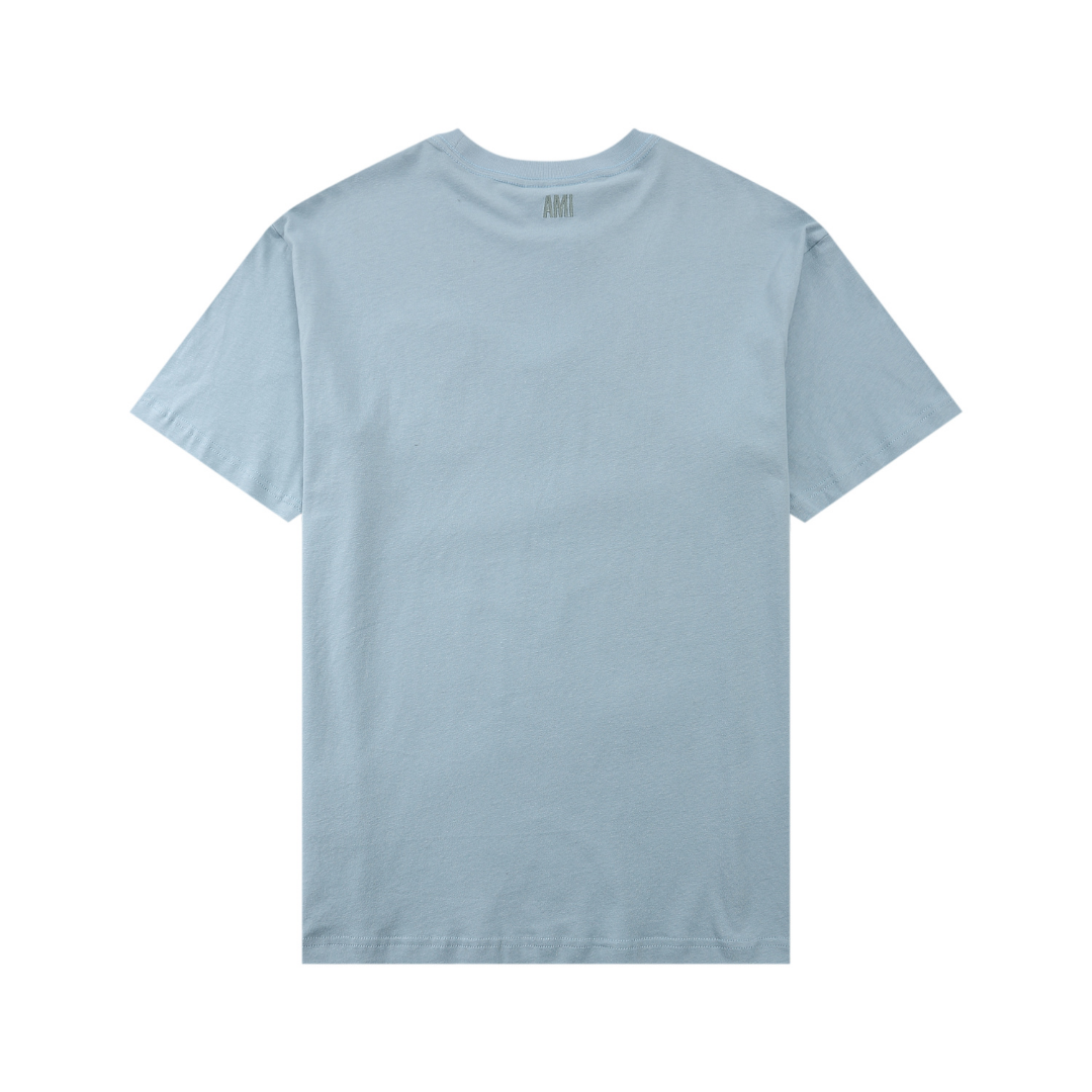 Blaues Ami Paris T-Shirt mit blauem Herz