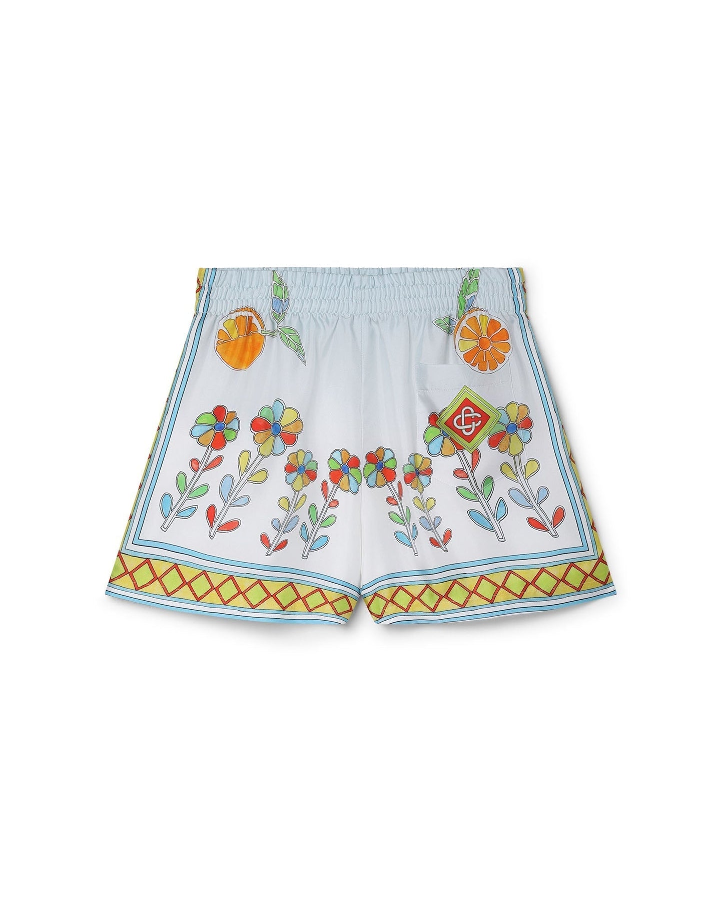 Seidenshorts mit Yoruba-Blumen