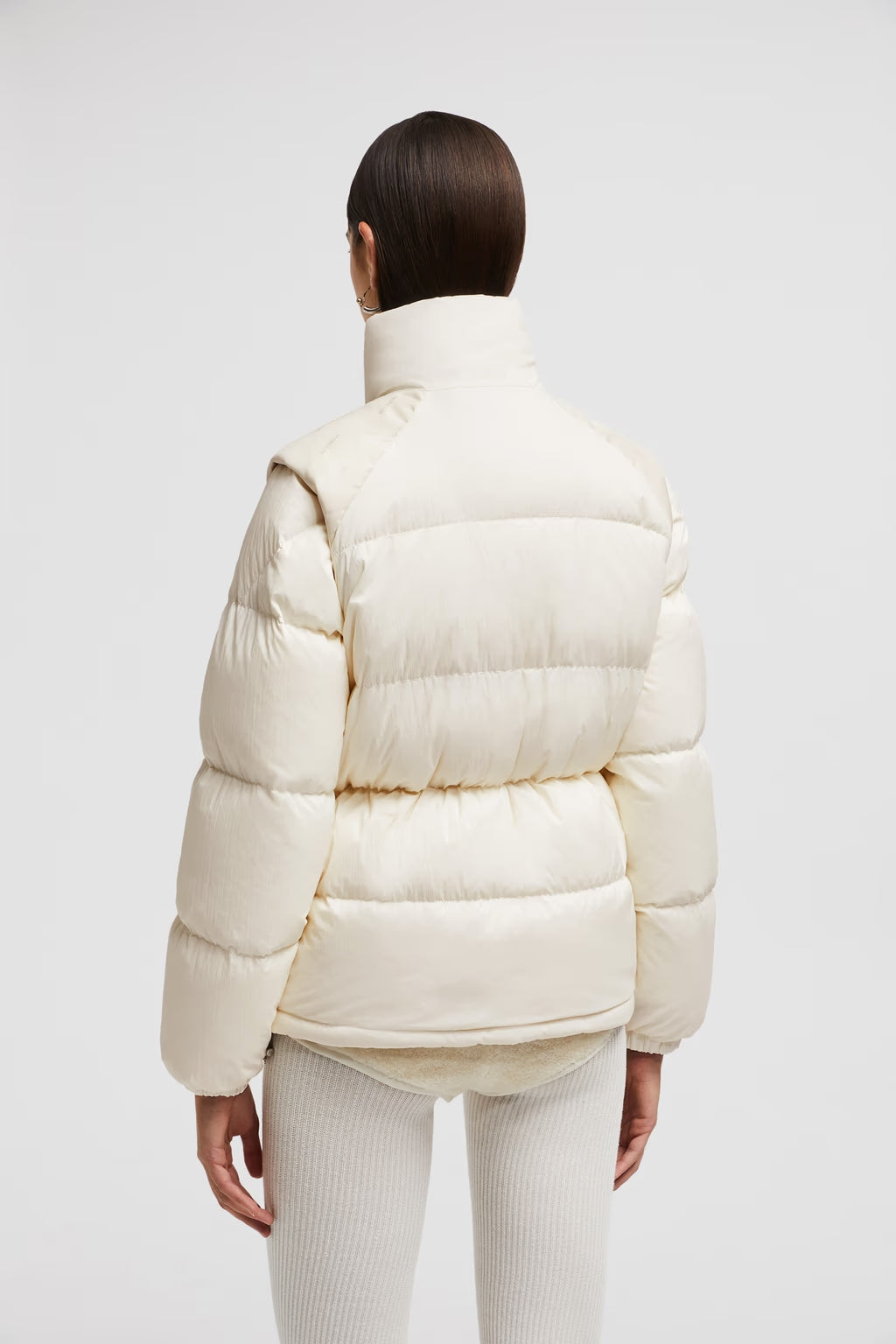 Moncler Verone Weiße, wendbare, kurze Daunenjacke