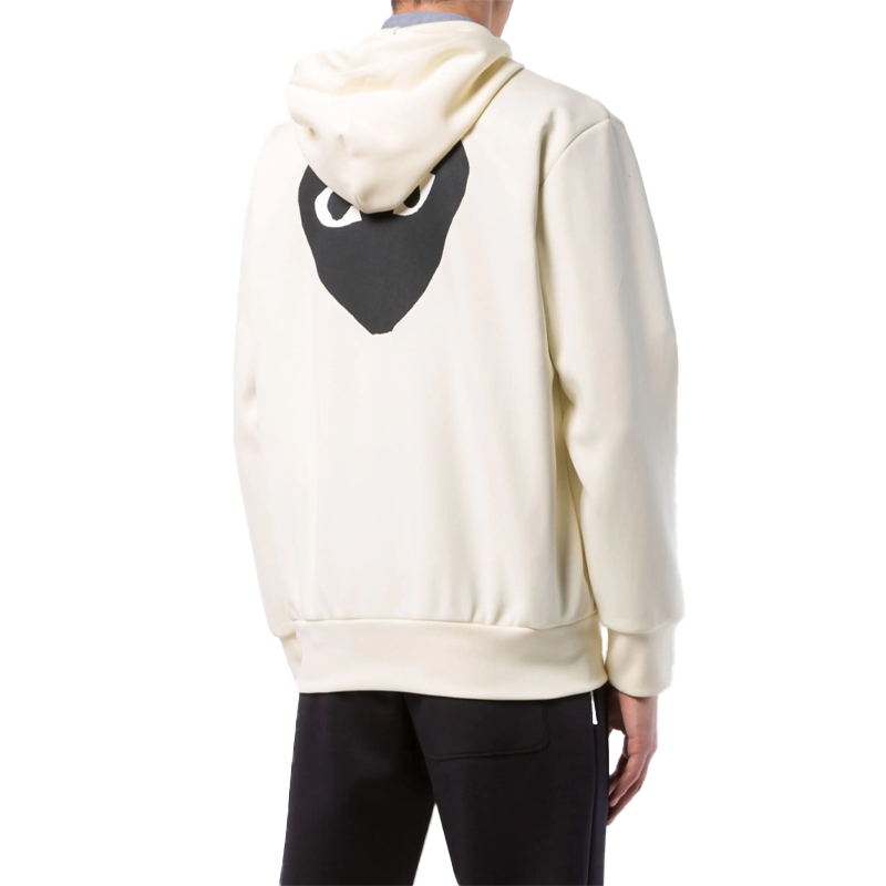 Weiße CDG-Kapuzenjacke (Herz auf dem Rücken)