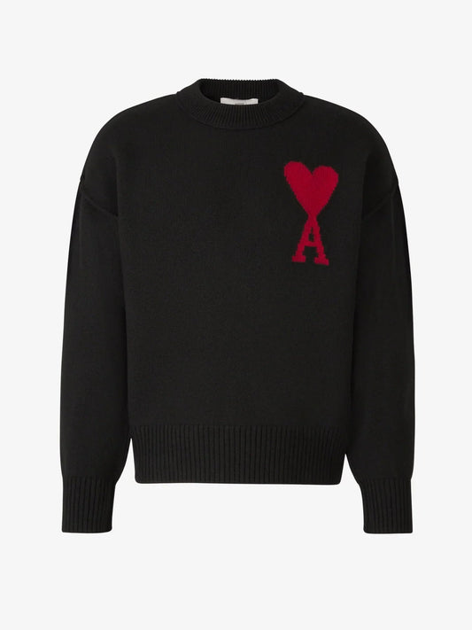 Schwarzer Friend Pullover mit rotem Herz