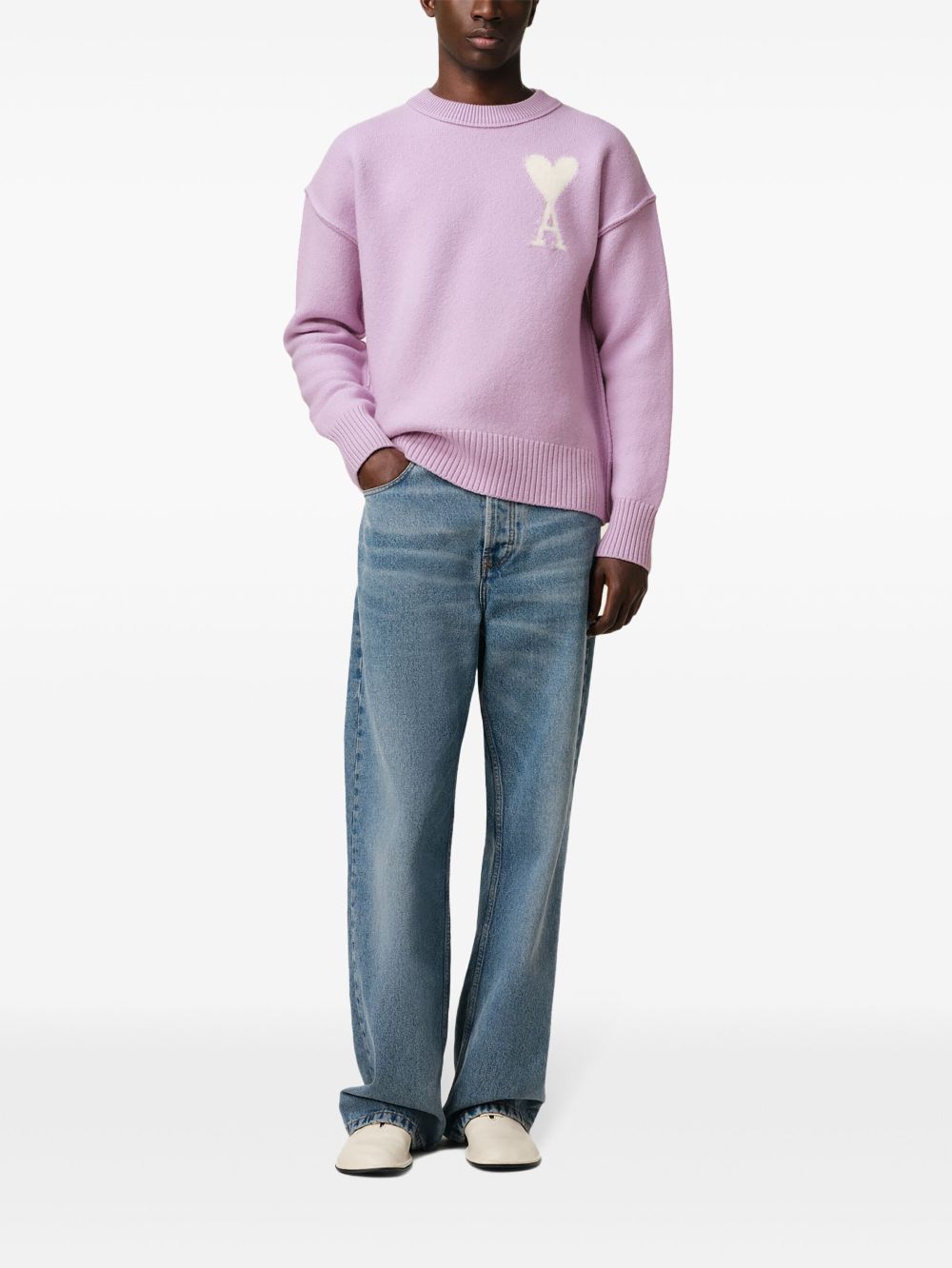 Rosa Friend Pullover mit weißem Herz