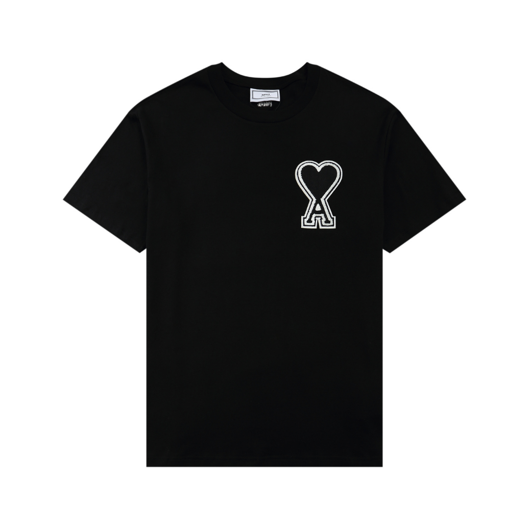 Schwarzes Paris Friend T-Shirt mit schwarzem Herz