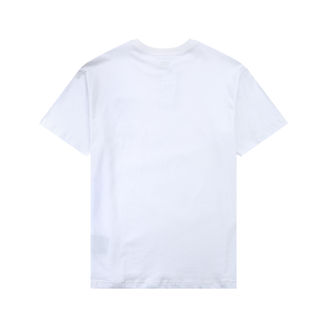 Weißes T-Shirt mit schwarzem Herz von Ami Paris