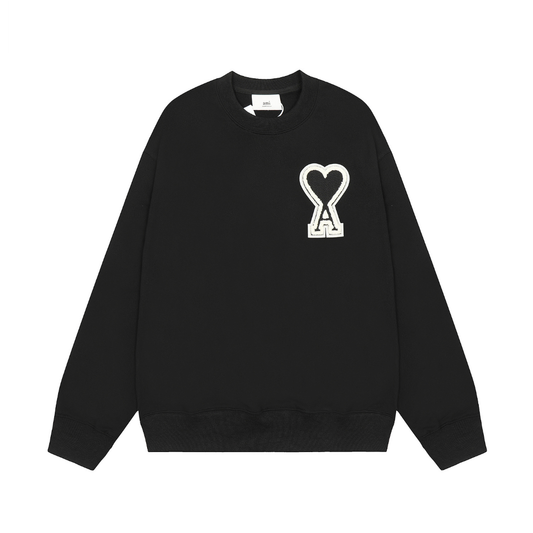 Ami Paris – Schwarzer Pullover mit Herzmotiv