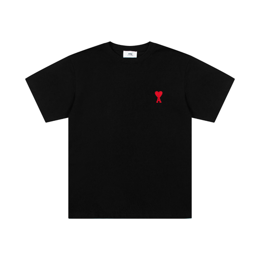 T-shirt Ami Paris Noir Cœur Rouge Little