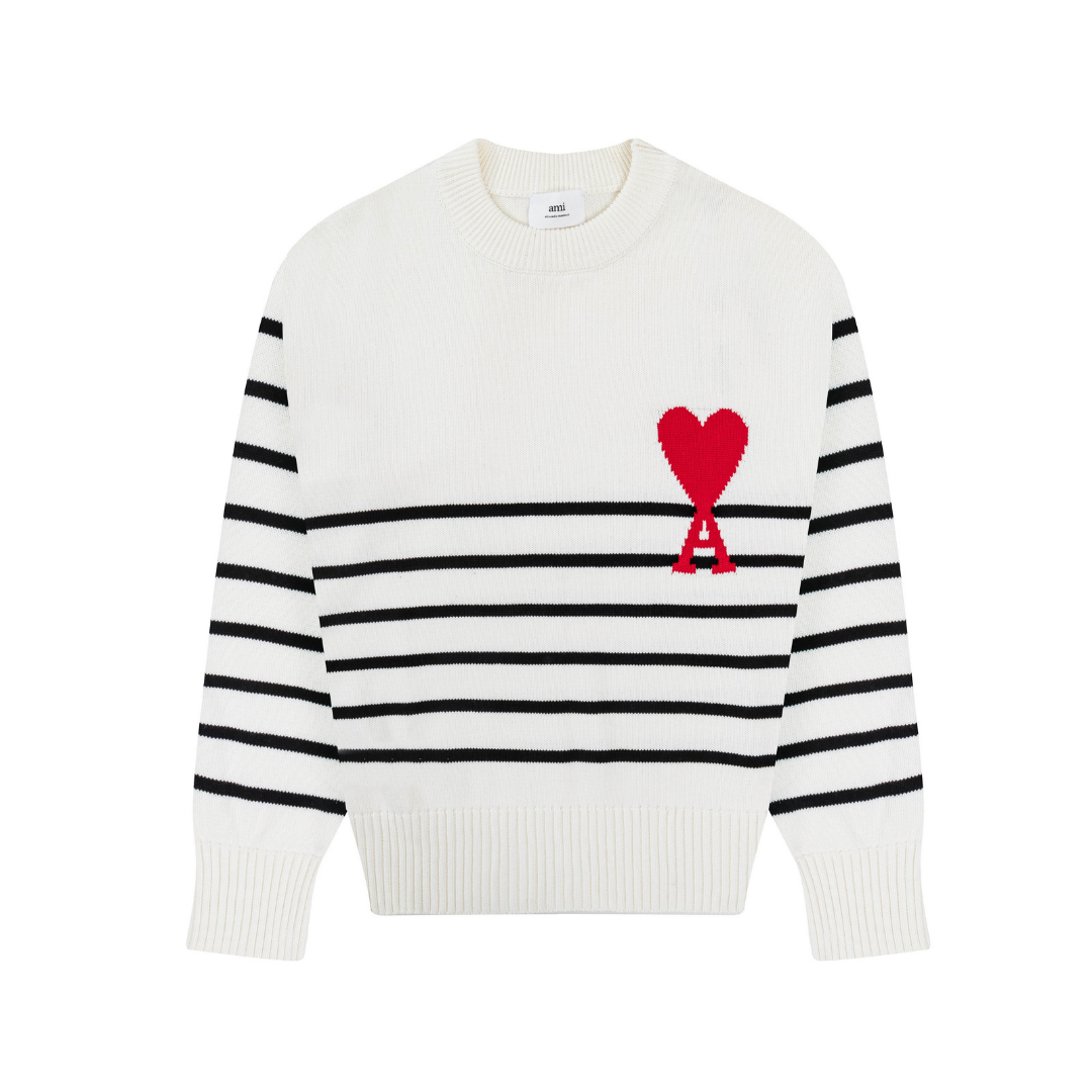Ami Paris – Weißer Matrosenpullover