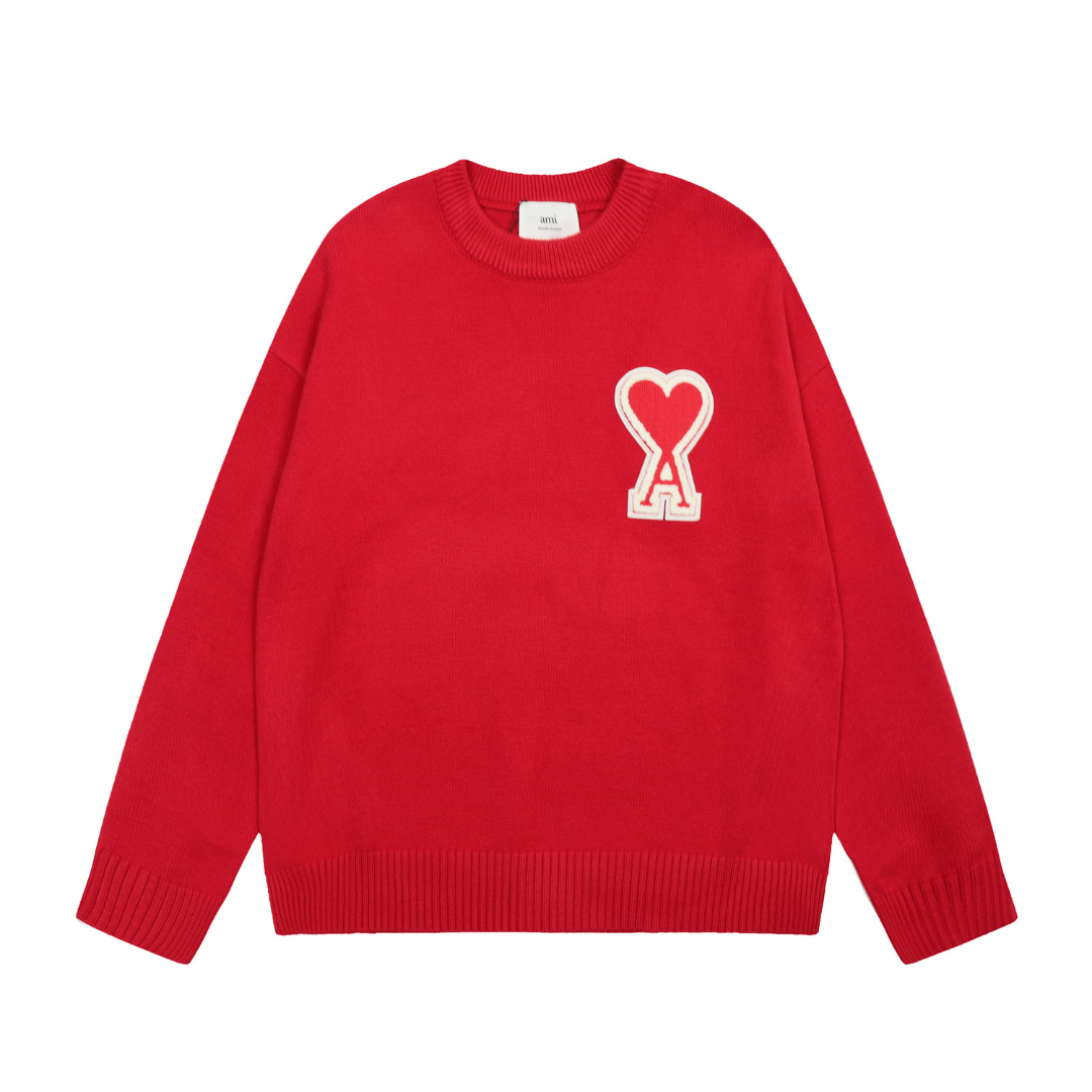 Pull Ami Paris Rouge Coeur Rouge