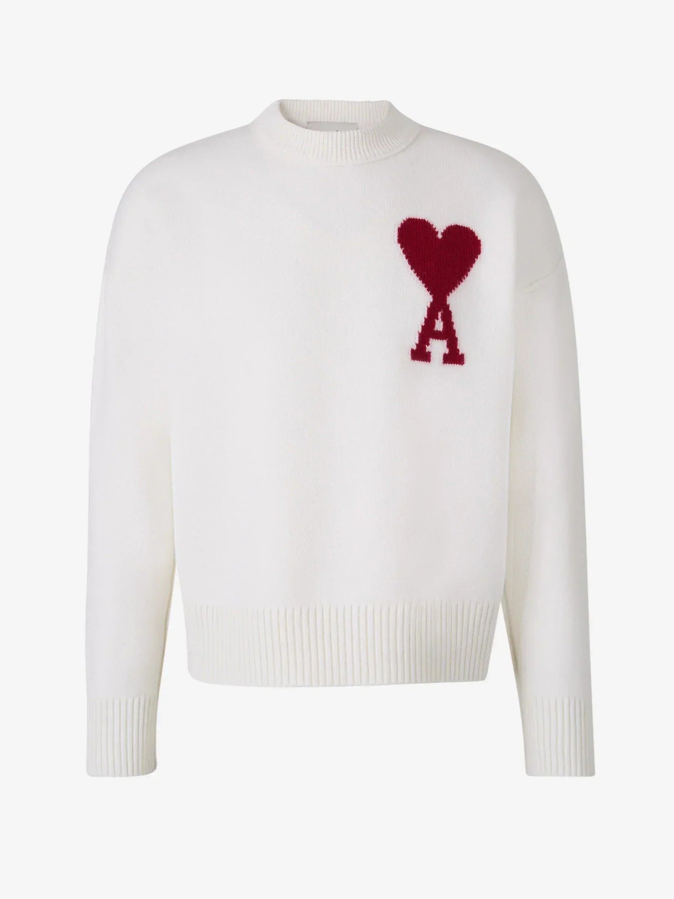 Weißer Friend-Pullover mit rotem Herz