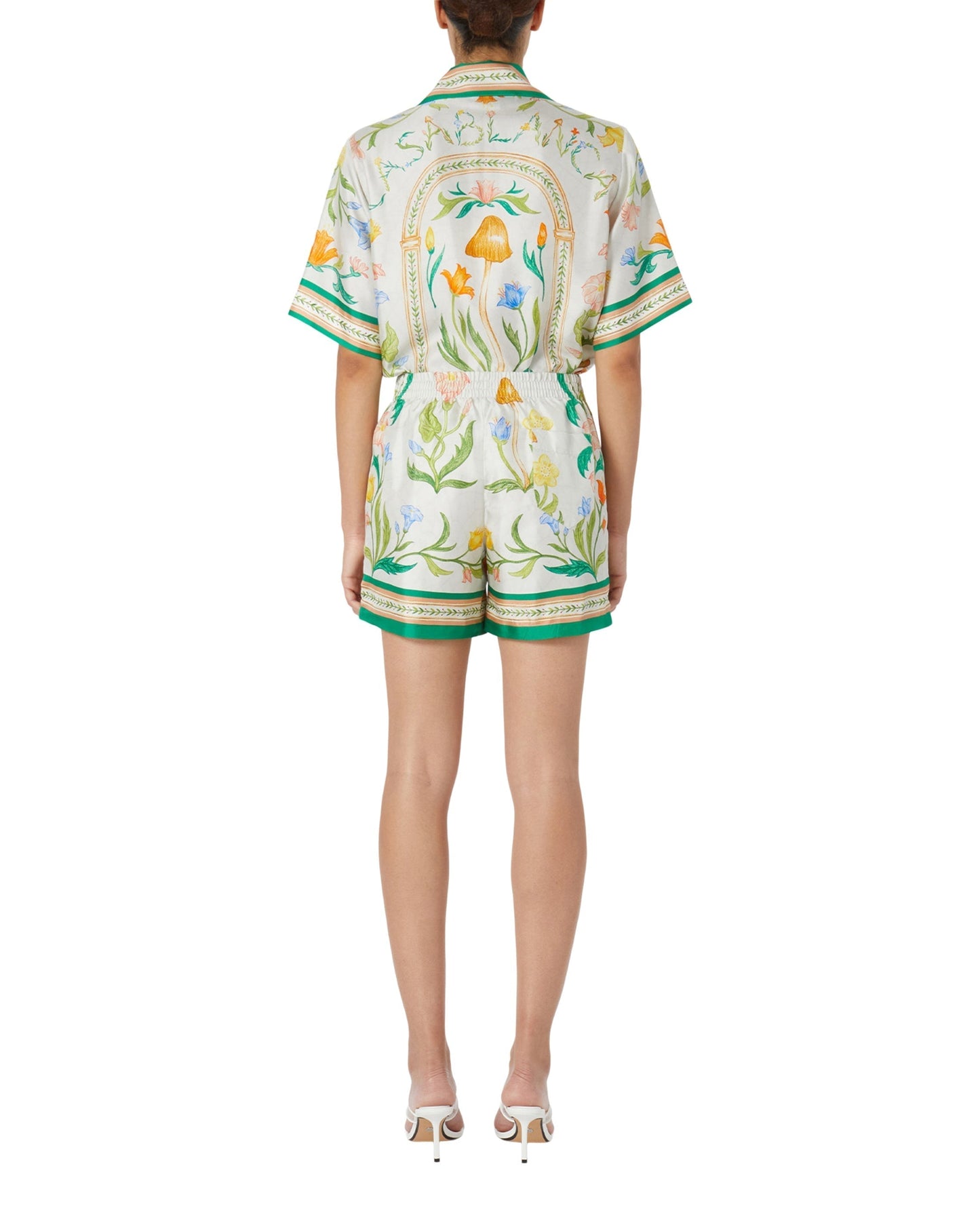 L'Arche Fleurie Silk Shorts