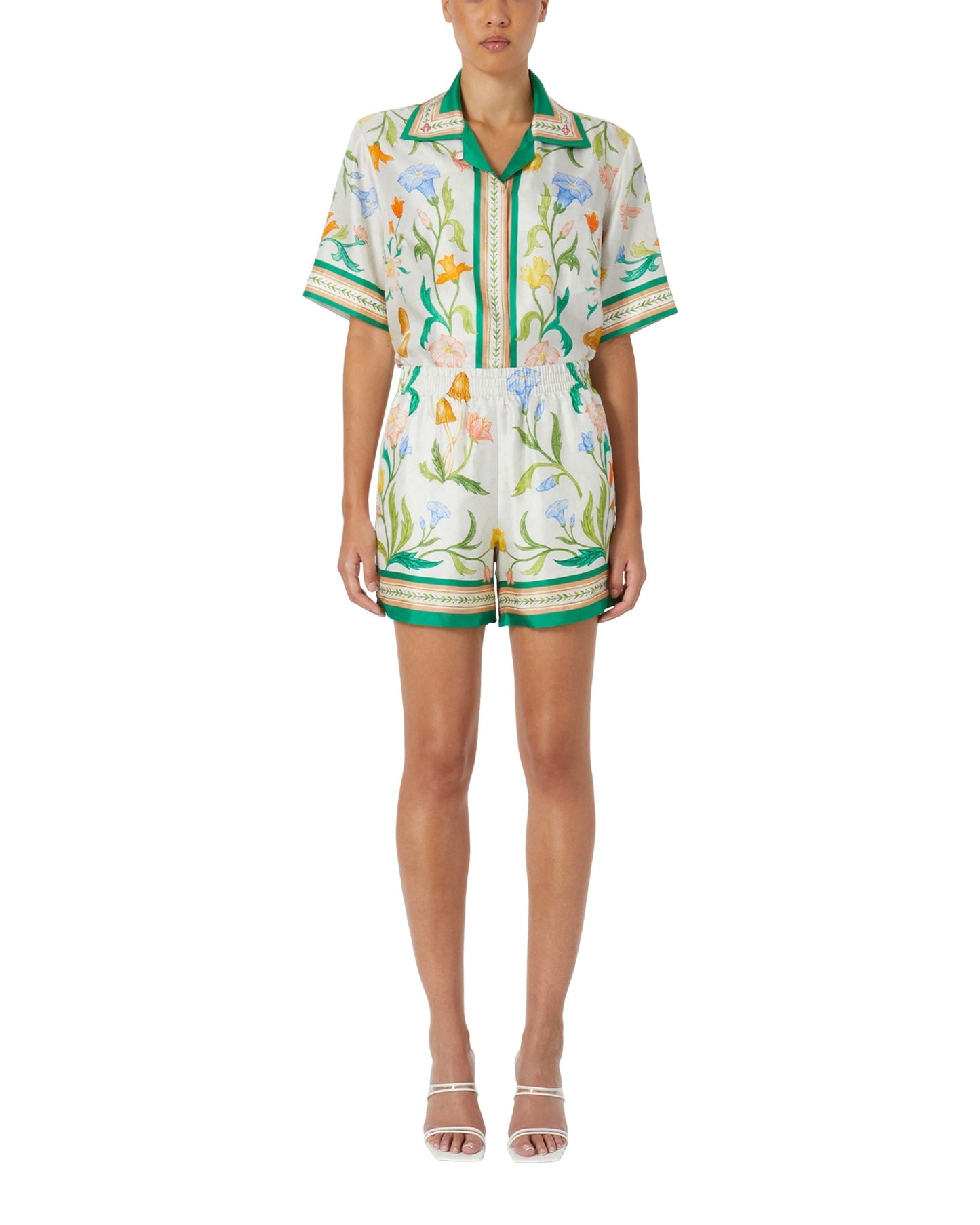 L'Arche Fleurie Silk Shorts