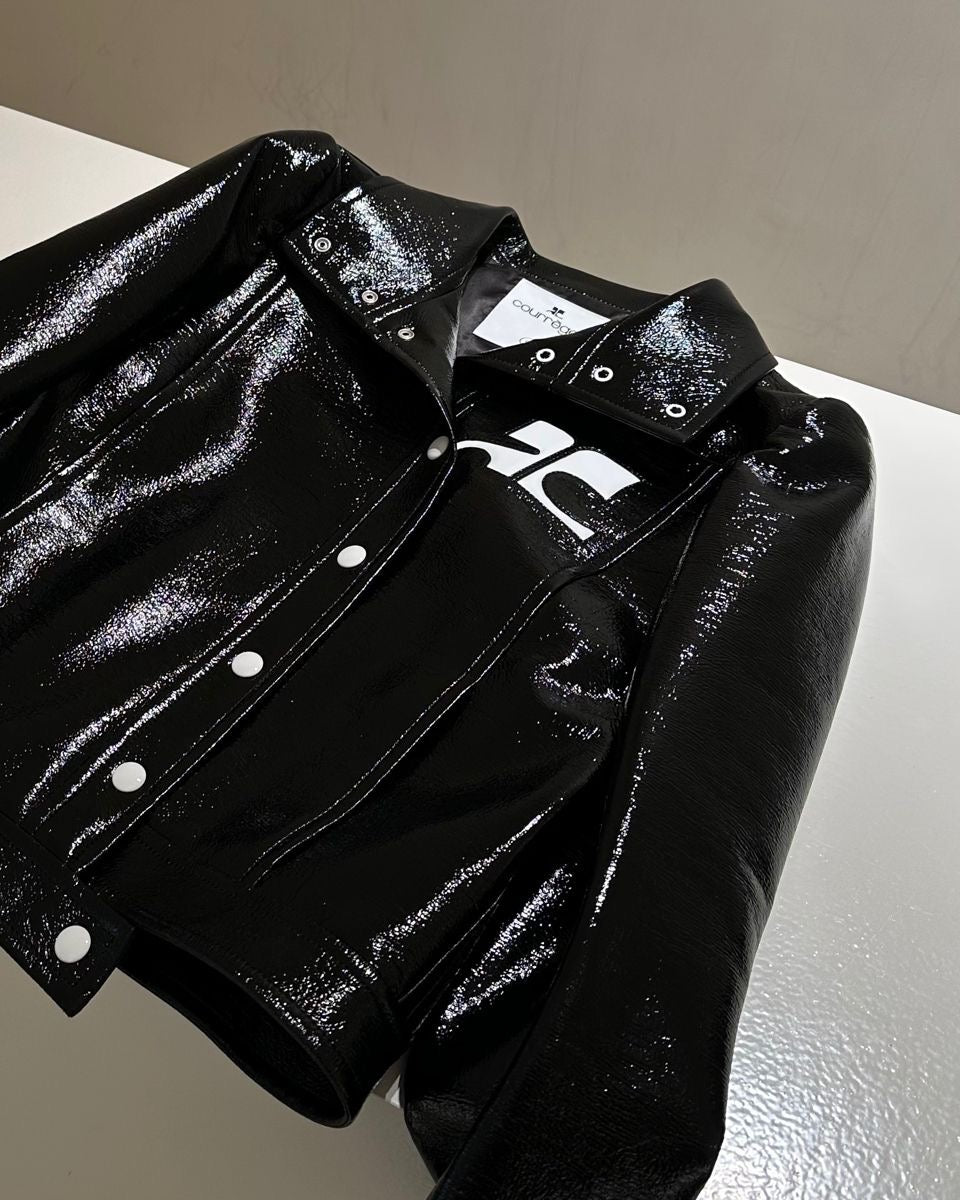 Schwarze Vinyljacke von Courrèges