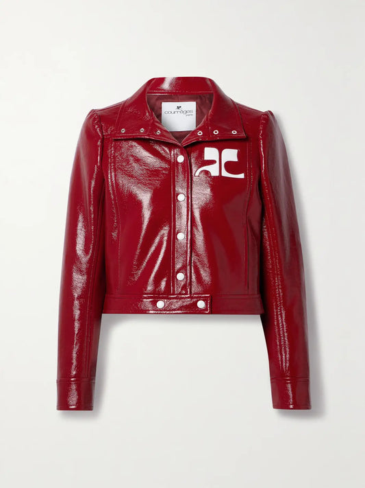 Bordeauxfarbene Lackjacke von Courrèges