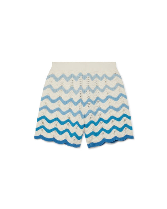 Blaue Häkelshorts mit Farbverlauf
