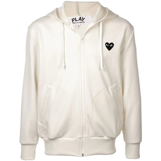 Weiße CDG-Kapuzenjacke (Herz auf dem Rücken)