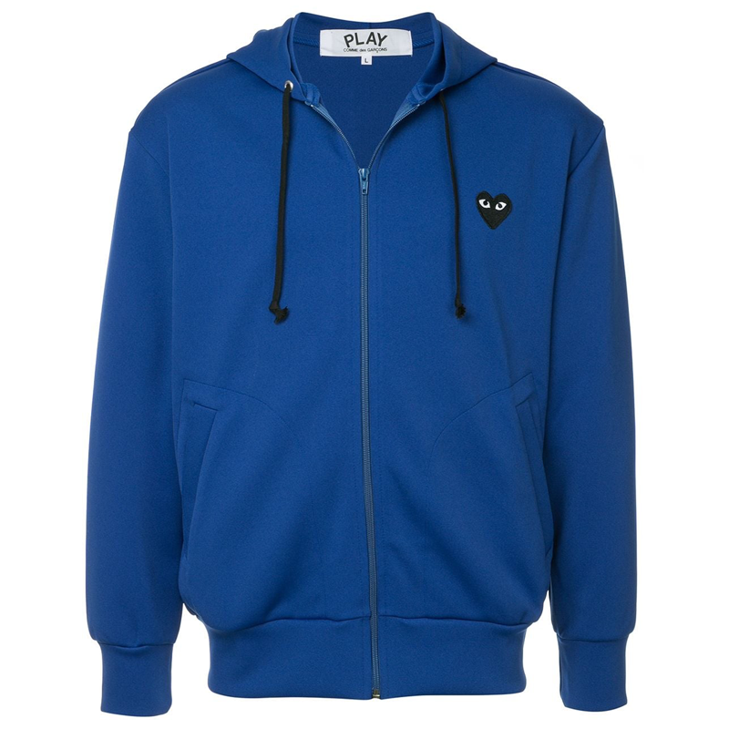 Blaue Kapuzenjacke von CDG (Herz auf dem Rücken)