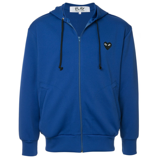 Blaue Kapuzenjacke von CDG (Herz auf dem Rücken)