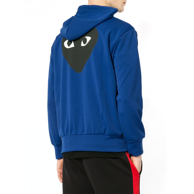 Blaue Kapuzenjacke von CDG (Herz auf dem Rücken)