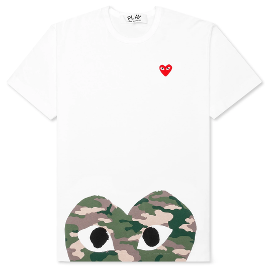 CDG – Weißes T-Shirt mit verstecktem Camouflage-Muster