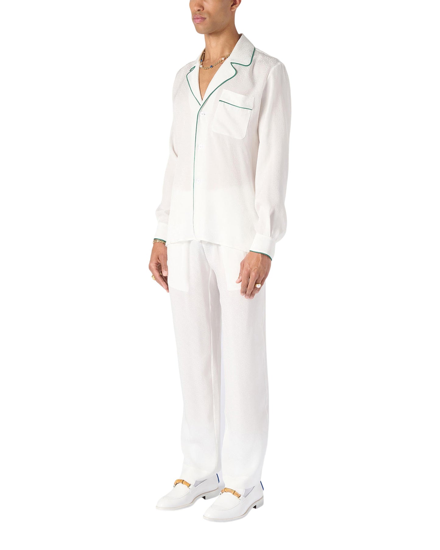 Pyjama-Seidenhemd mit Monogramm