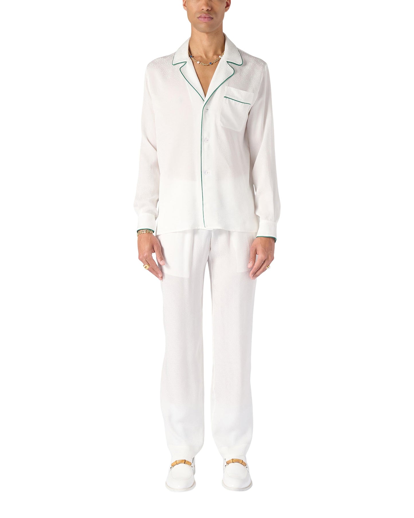 Pyjama-Seidenhemd mit Monogramm
