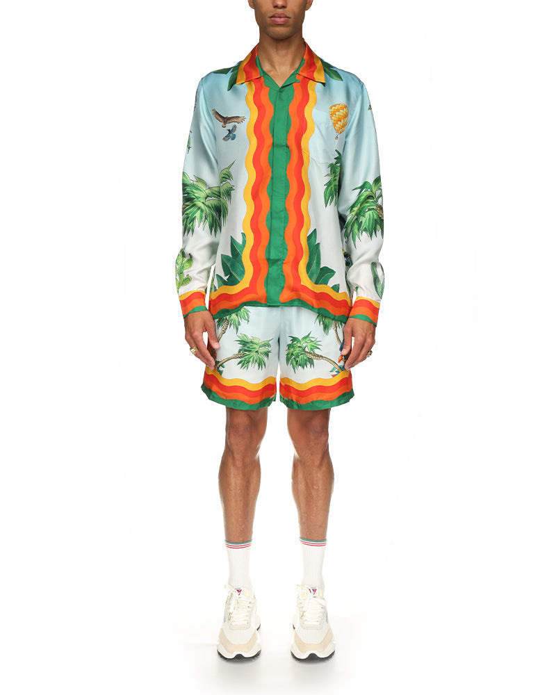 Palm Springs Tennis Club Cuban Collar Silk Shirt