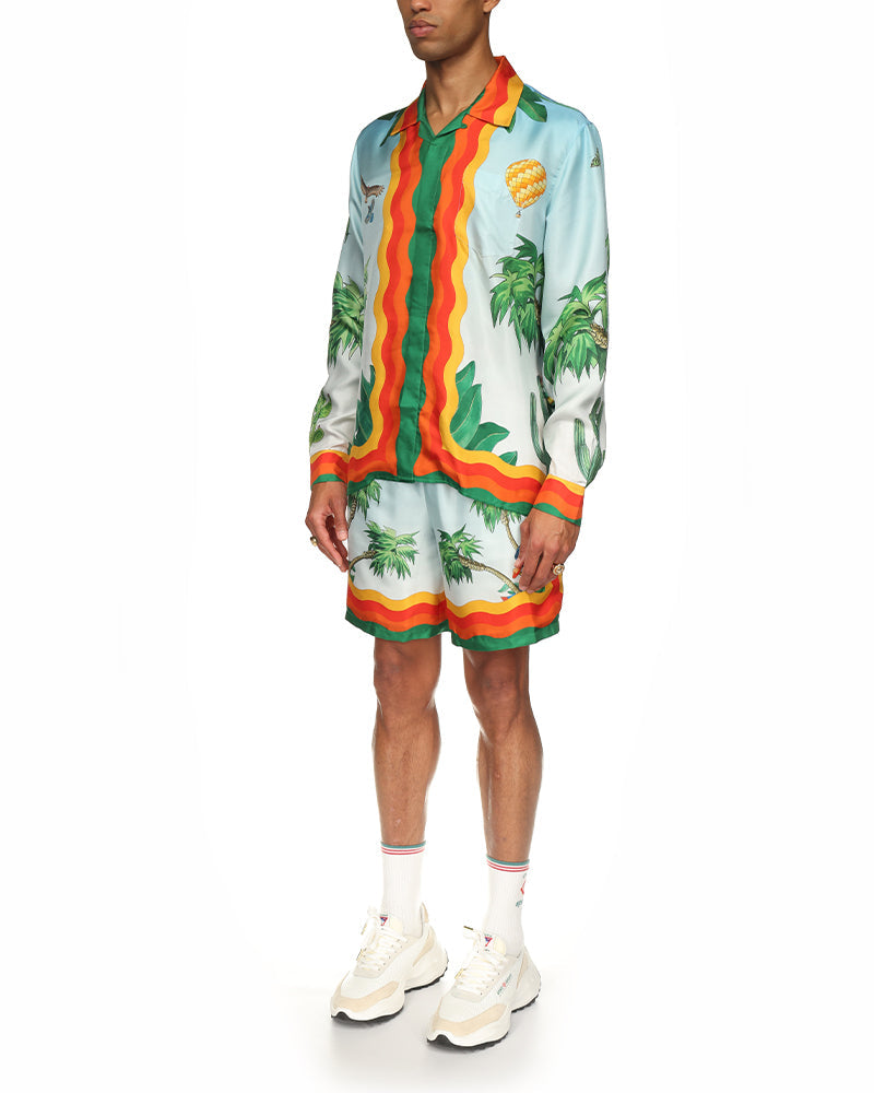 Palm Springs Tennis Club Cuban Collar Silk Shirt