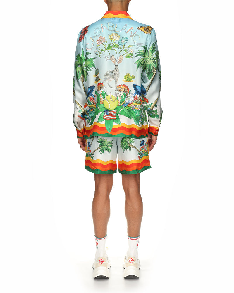 Palm Springs Tennis Club Cuban Collar Silk Shirt