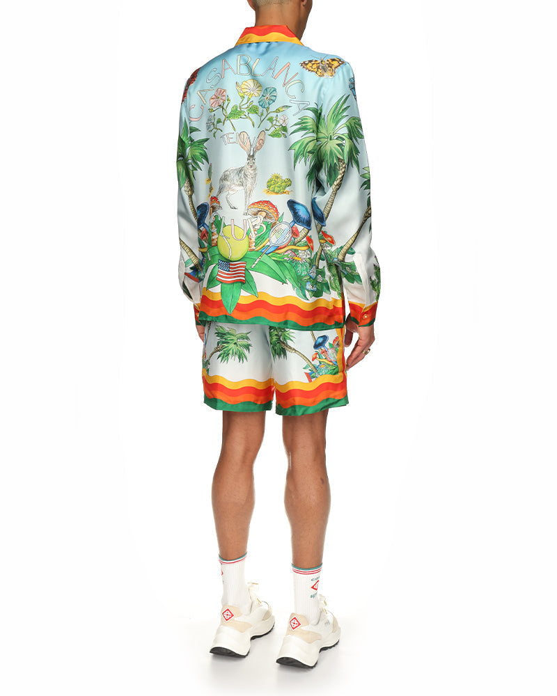 Palm Springs Tennis Club Cuban Collar Silk Shirt