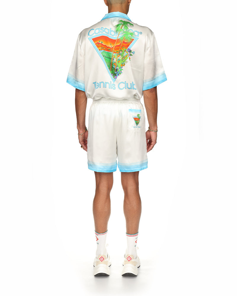 Palm Springs Icon – Blaue Seidenshorts
