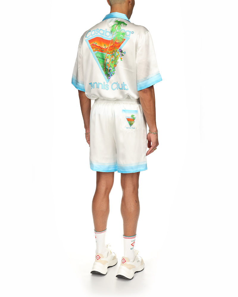 Palm Springs Icon – Blaue Seidenshorts