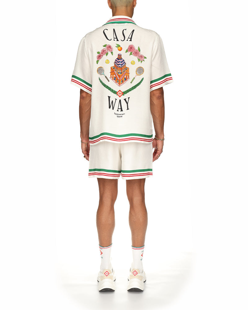 Casa Way Knitted Collar Silk Shirt