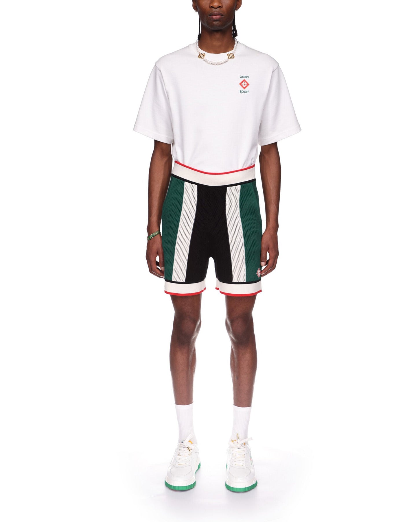 Striped Mesh Shorts