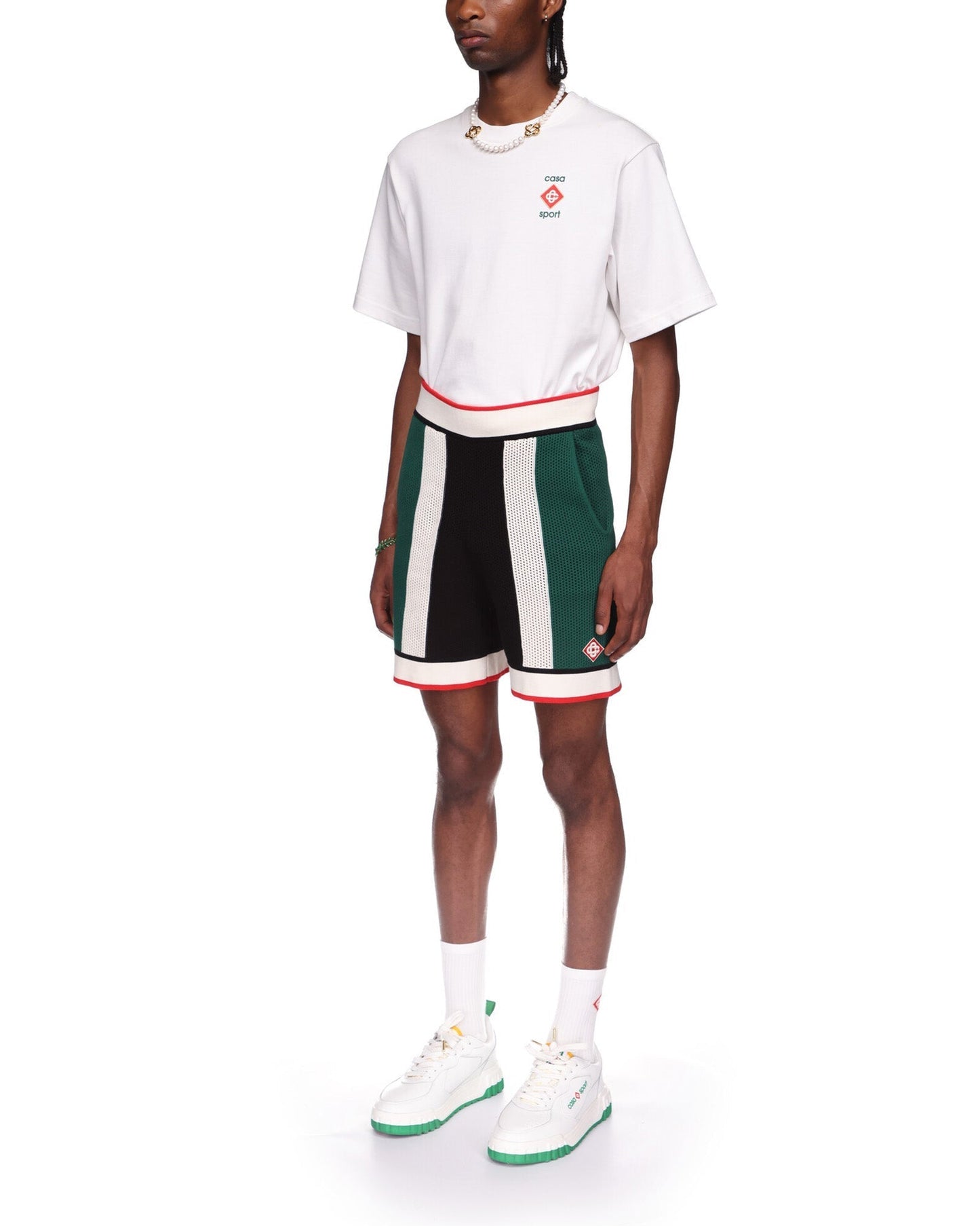 Striped Mesh Shorts