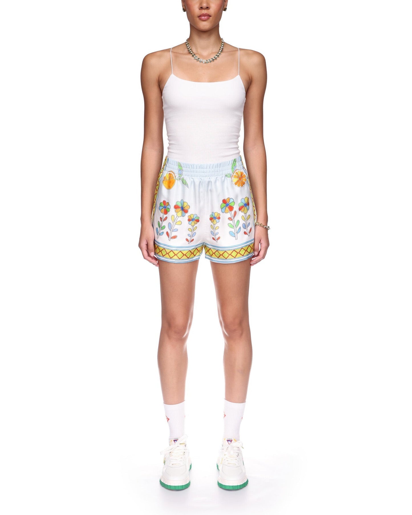 Seidenshorts mit Yoruba-Blumen