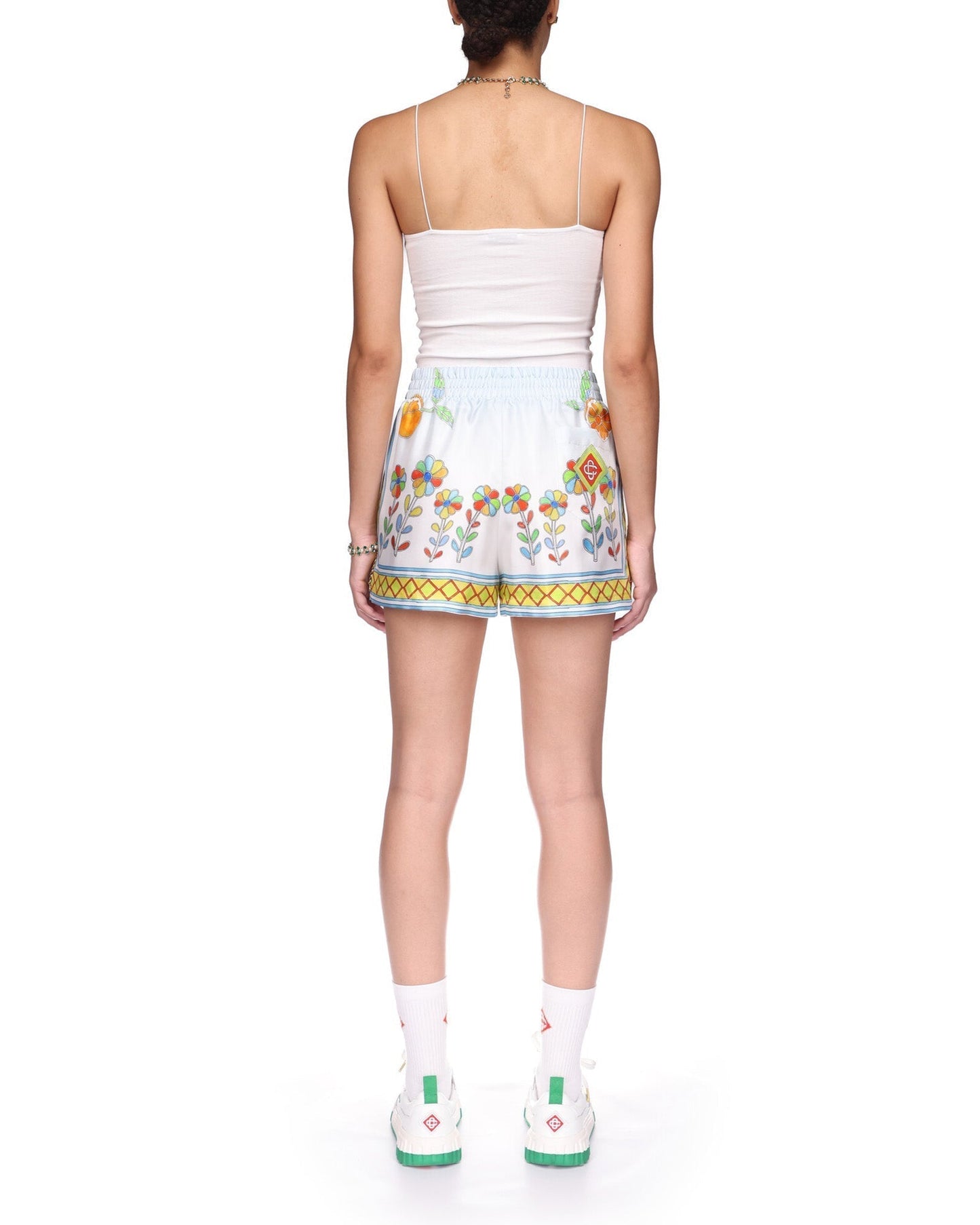 Seidenshorts mit Yoruba-Blumen