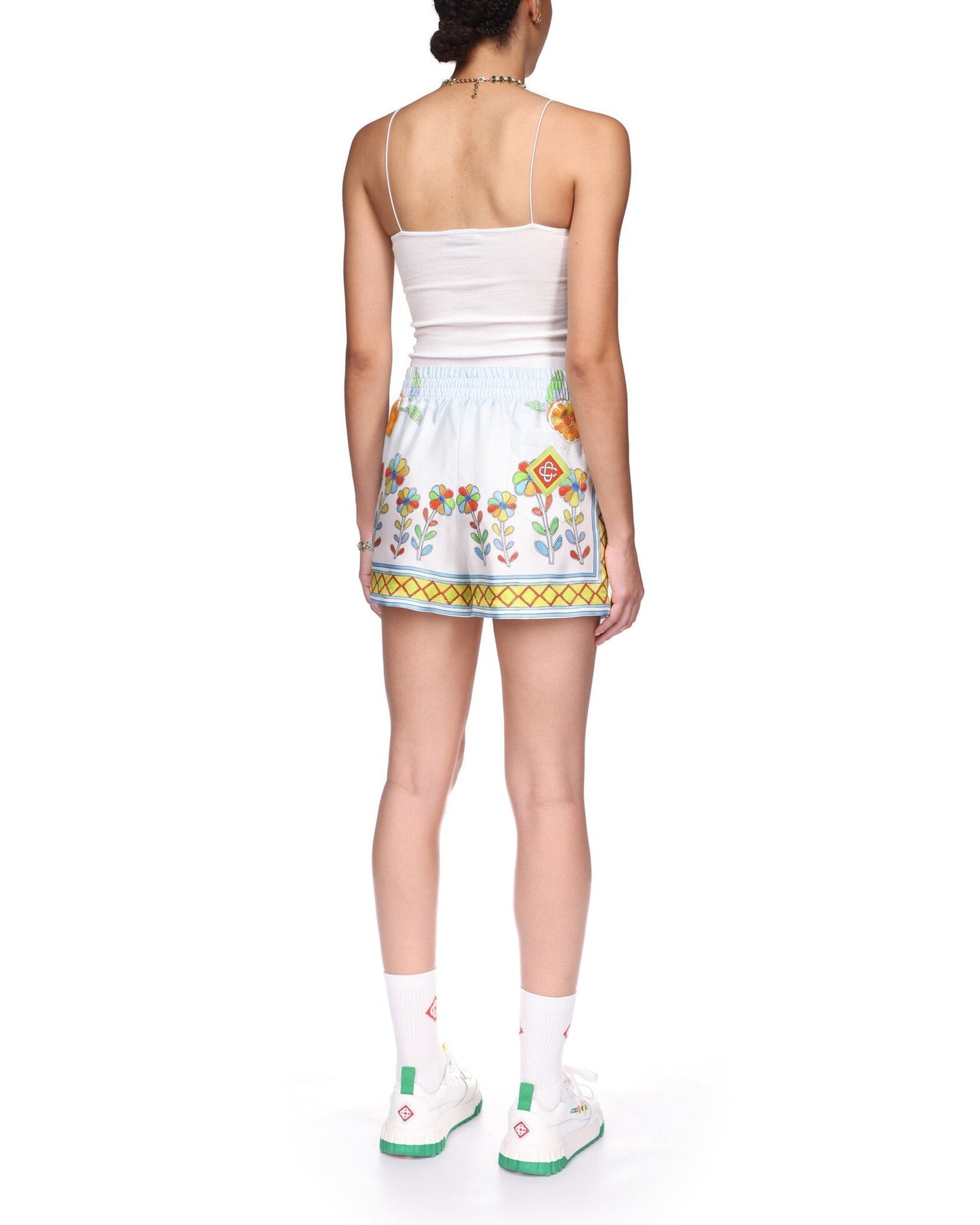 Seidenshorts mit Yoruba-Blumen