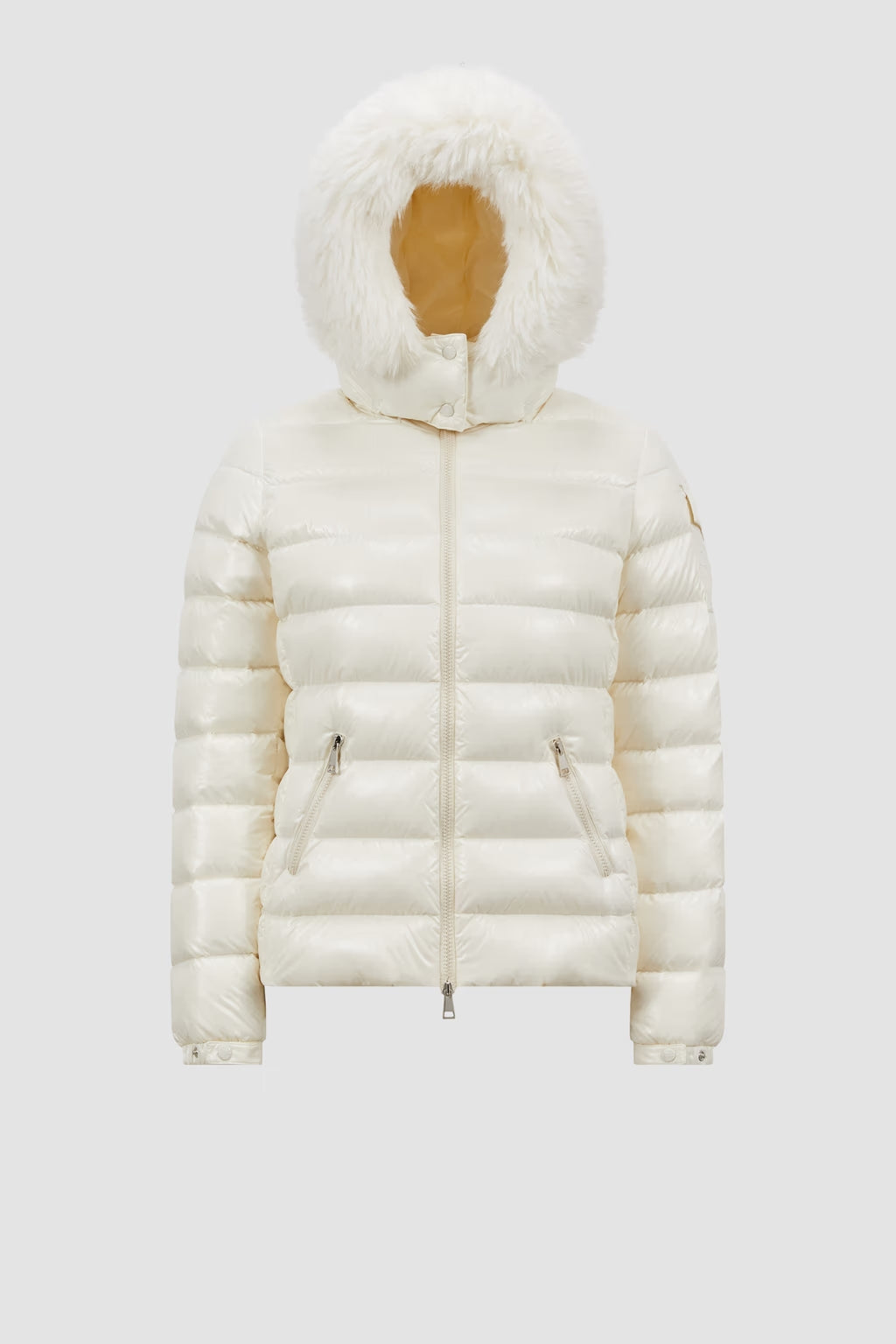 Moncler Badyf Weiße kurze Daunenjacke mit Kapuze