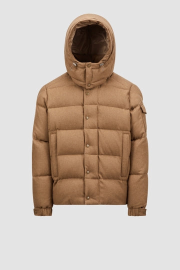 Moncler Vezere Kurze Flanell-Daunenjacke Hellbraun 