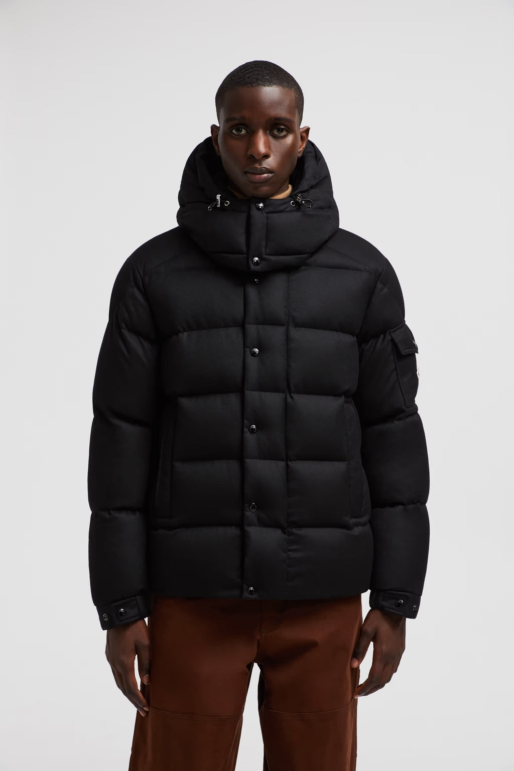 Moncler Vezere Kurze Flanell-Daunenjacke Schwarz 