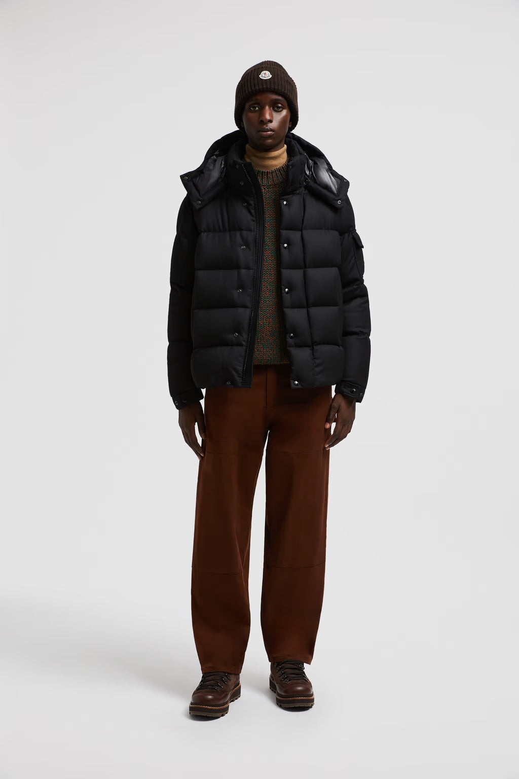 Moncler Vezere Kurze Flanell-Daunenjacke Schwarz 
