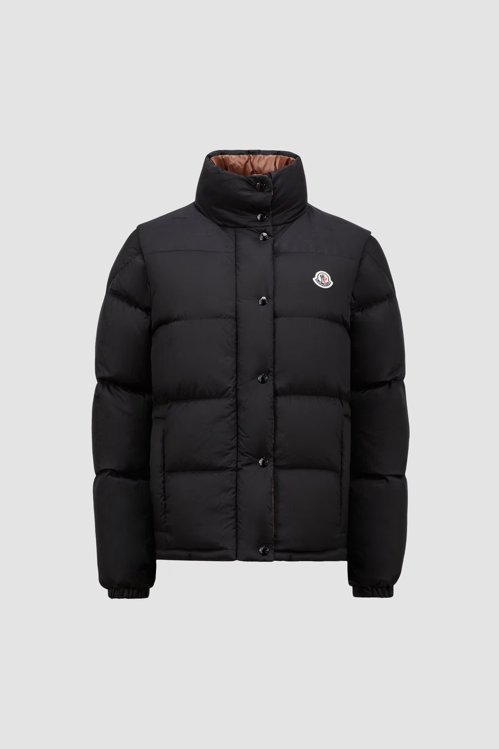 Moncler Verone Schwarze, wendbare, kurze Daunenjacke
