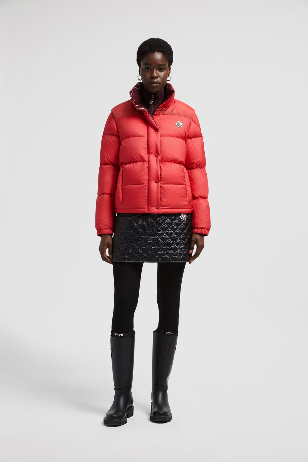 Doudoune courte réversible Moncler Verone Rouge corail
