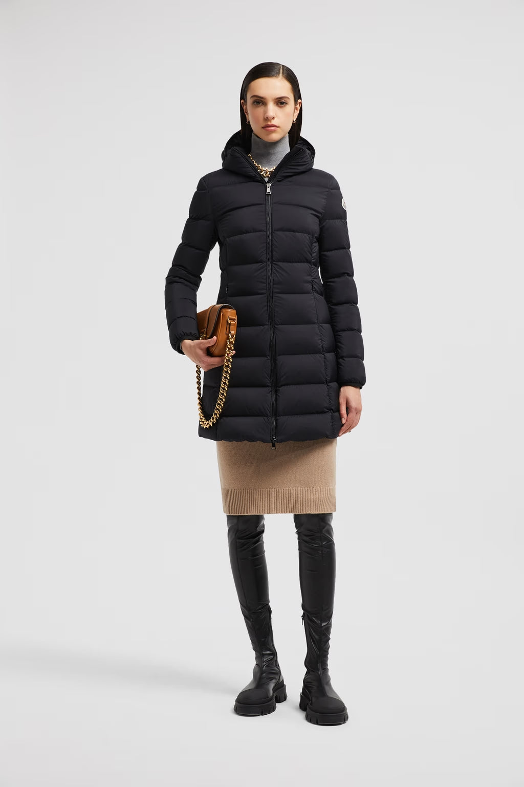 Doudoune longue à capuche Gie Moncler Noir