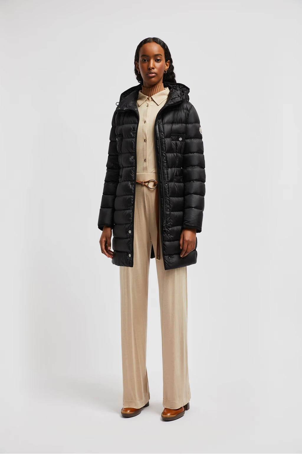 Doudoune longue à capuche Moncler Hirma Noir