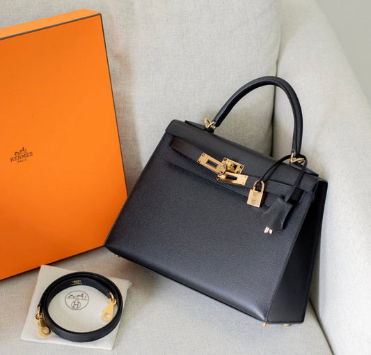 Hermès Kelly Mitternachtssamttasche