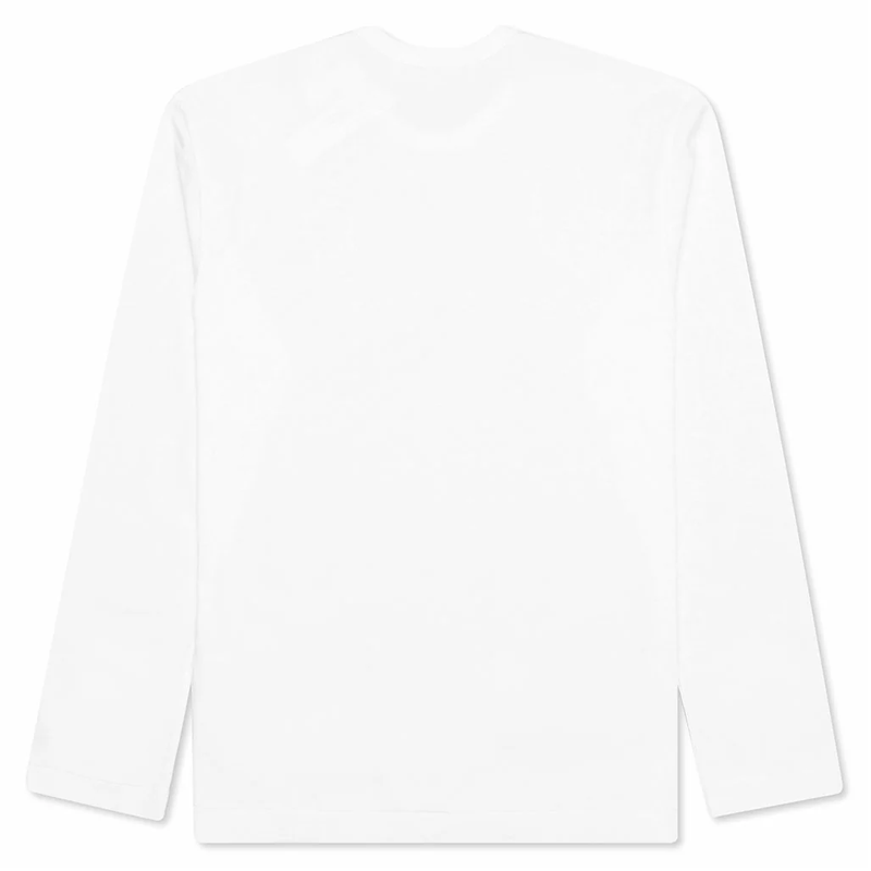 Weißes Langarm-T-Shirt (rotes Herz)